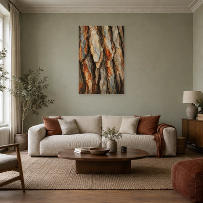 Affiche Écorce – Relief graphique dans un salon - Art Virtuoso
