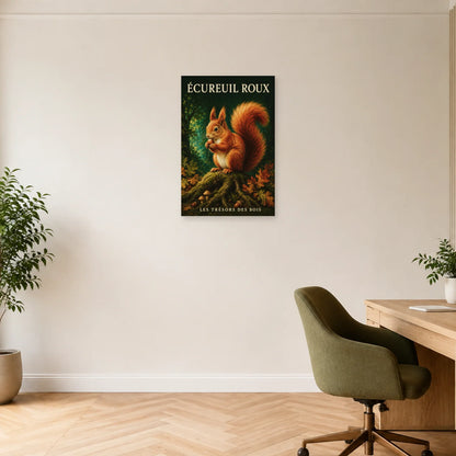Affiche Écureuil roux, les trésors des bois dans un bureau - Art Virtuoso