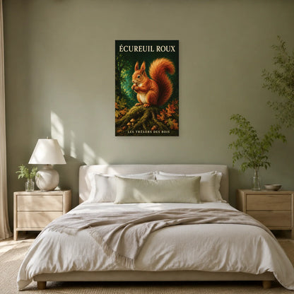 Affiche Écureuil roux, les trésors des bois dans une chambre - Art Virtuoso