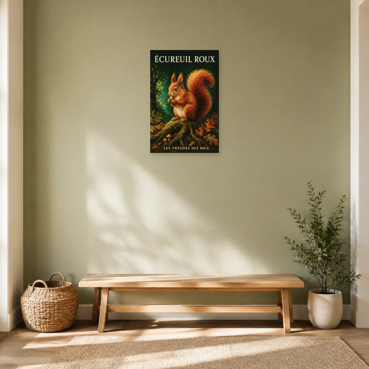 Affiche Écureuil roux, les trésors des bois dans une entrée ou un couloir - Art Virtuoso