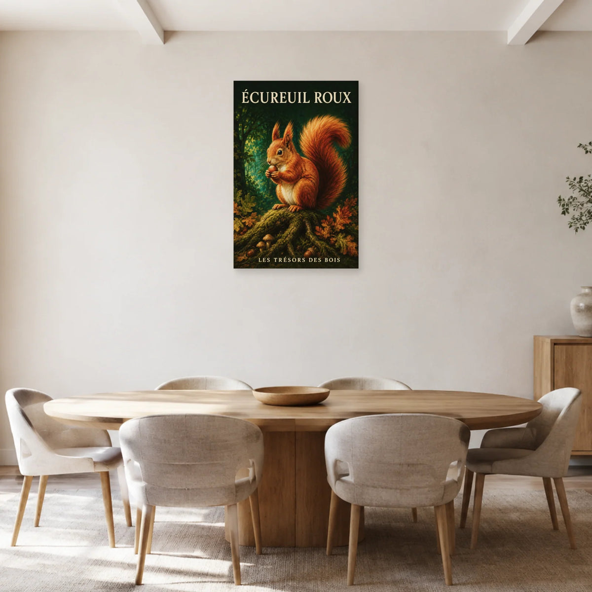 Affiche Écureuil roux, les trésors des bois dans une salle à manger - Art Virtuoso