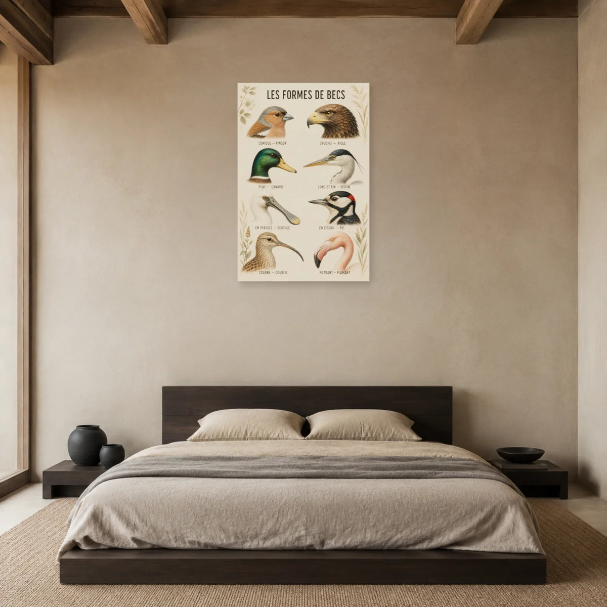Affiche Les formes de becs des oiseaux dans une chambre - Art Virtuoso
