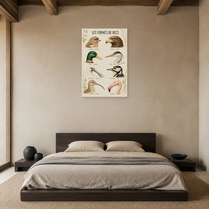 Affiche Les formes de becs des oiseaux dans une chambre - Art Virtuoso
