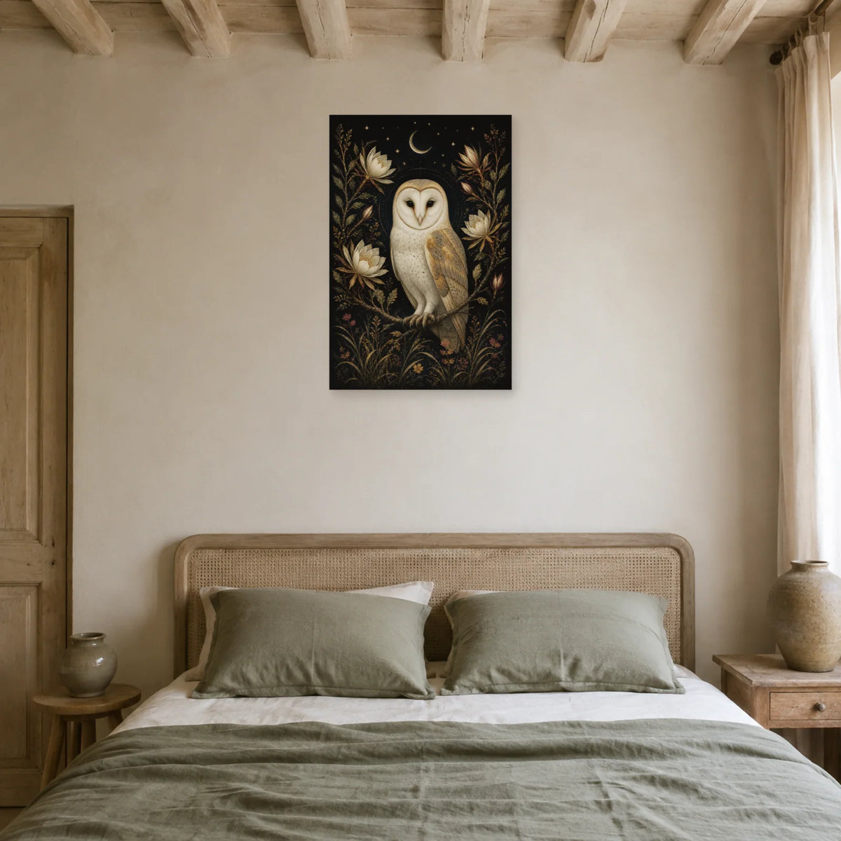 Affiche Effraie des clochers - Nuit botanique dans une chambre - Art Virtuoso