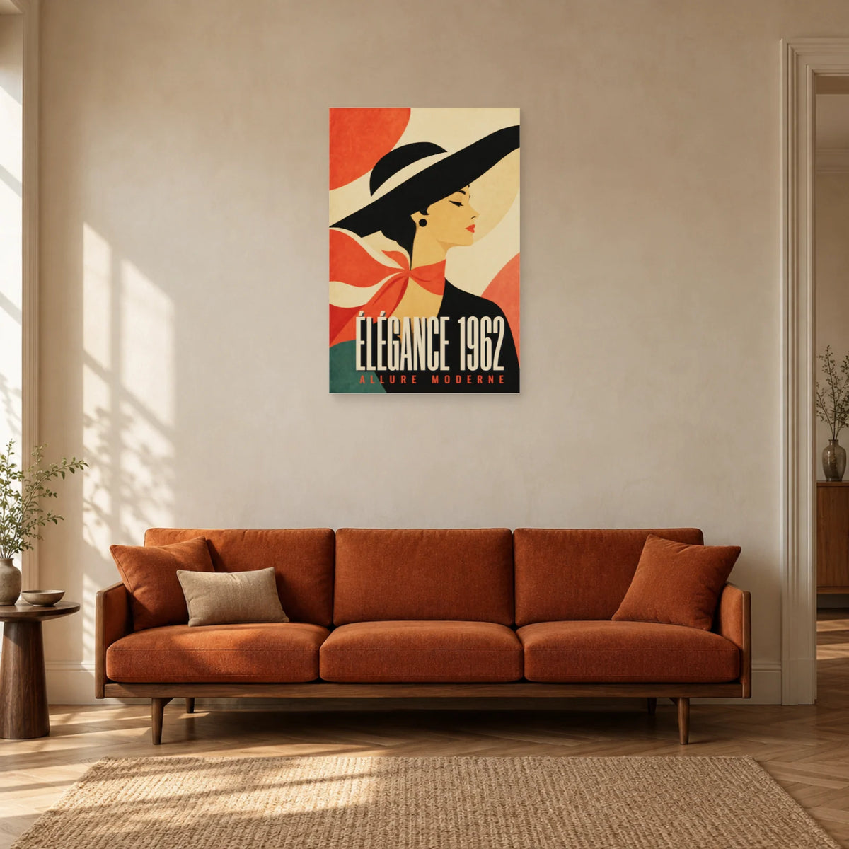 Affiche Élégance 1962 – Allure Moderne dans un salon - Art Virtuoso