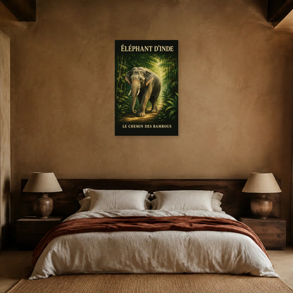Affiche Éléphant d’Inde, le chemin des bambous dans une chambre - Art Virtuoso