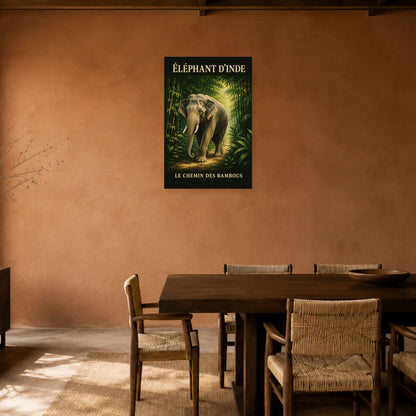Affiche Éléphant d’Inde, le chemin des bambous dans une salle à manger - Art Virtuoso