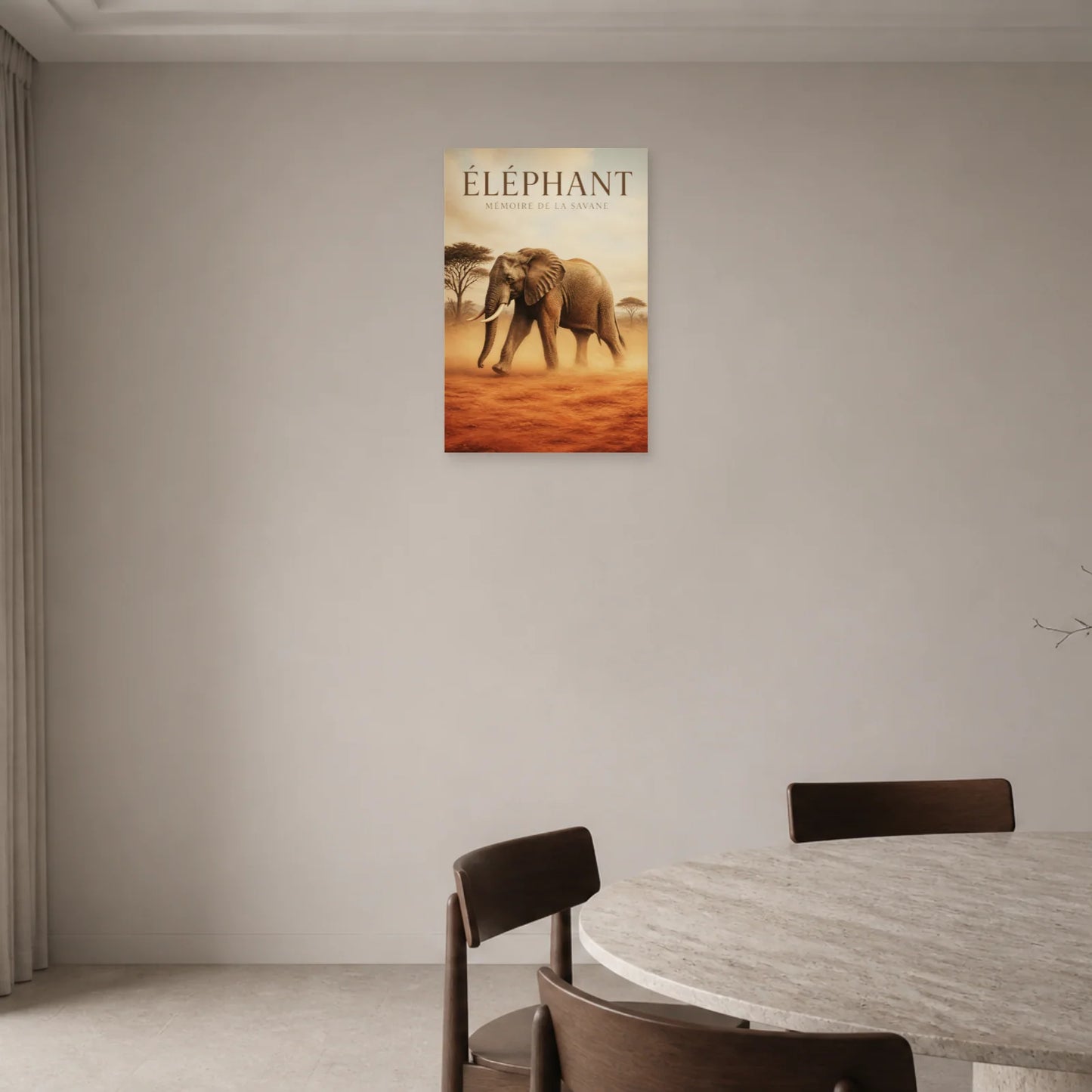 Affiche Éléphant – Mémoire de la Savane dans une entrée ou un couloir - Art Virtuoso