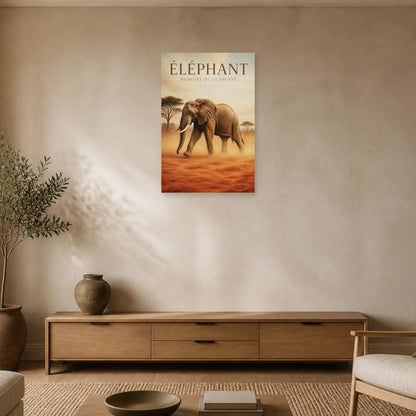 Affiche Éléphant – Mémoire de la Savane dans un salon - Art Virtuoso
