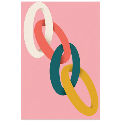 Affiche Ellipses - Jonctions, illustration en volume / composition géométrique verticale, format 40 × 60 cm