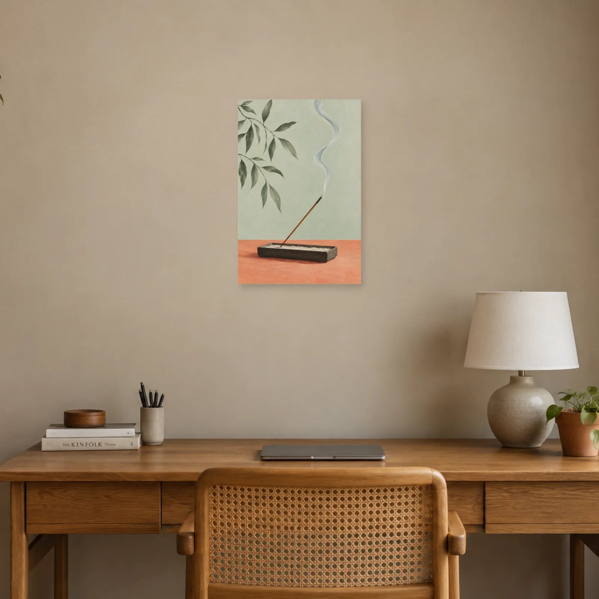 Affiche Encens - Fumée suspendue dans un bureau - Art Virtuoso