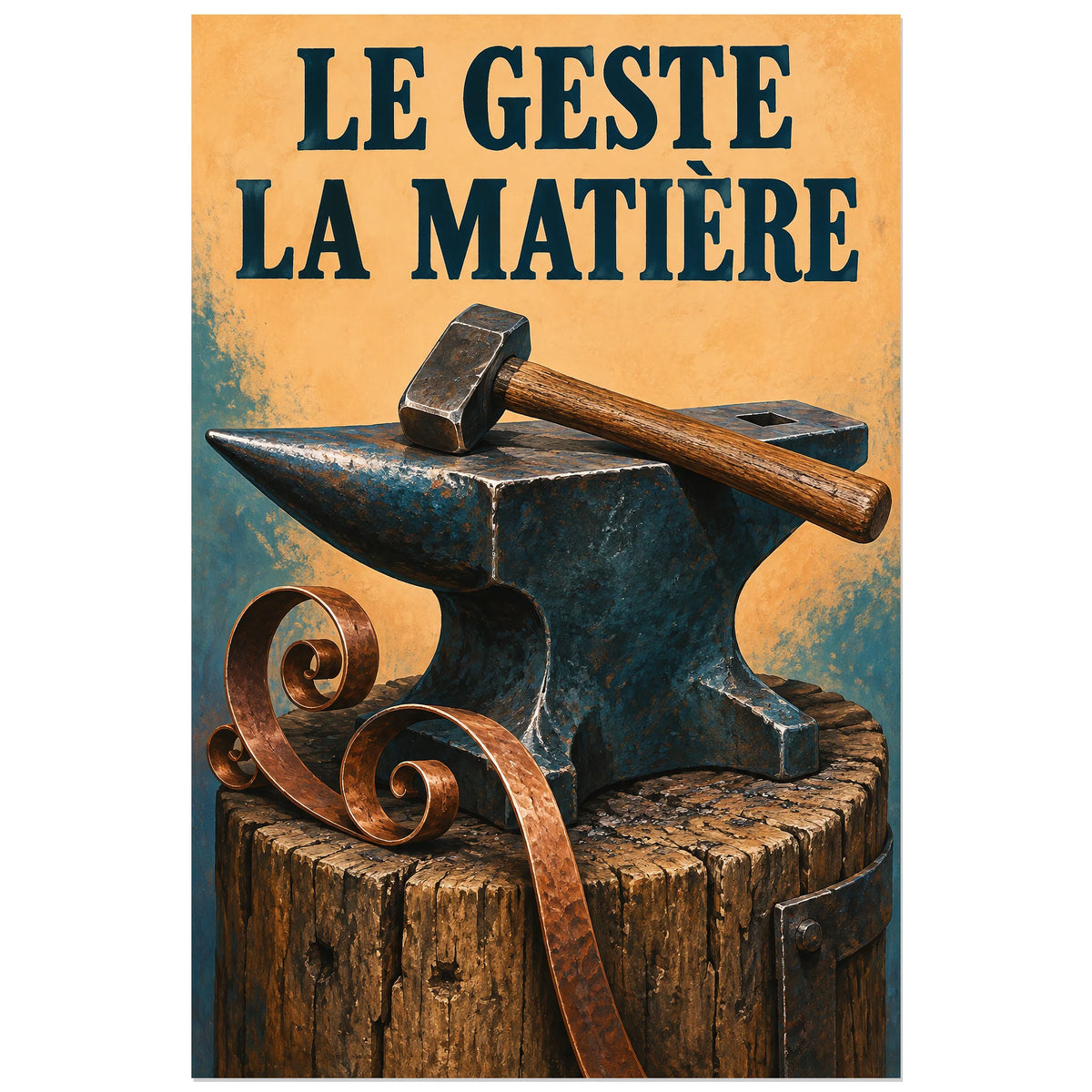 Outils de forgeron immobiles, affiche illustrée 60 × 90 cm
