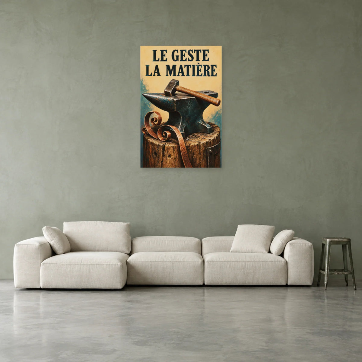 Affiche Enclume - Le geste et la matière dans un salon - Art Virtuoso