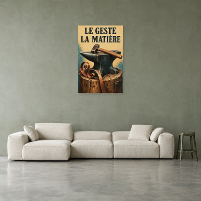 Affiche Enclume - Le geste et la matière dans un salon - Art Virtuoso
