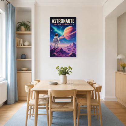 Affiche Astronaute – Cap sur les Étoiles dans une salle à manger - Art Virtuoso