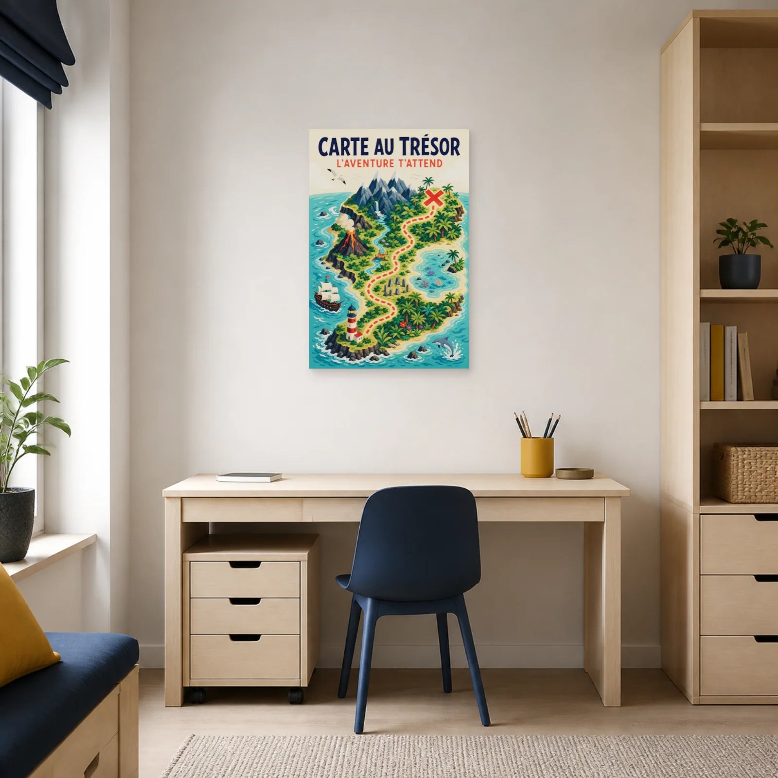 Affiche Carte au Trésor – L'Aventure T'Attend dans un bureau - Art Virtuoso