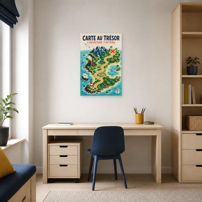 Affiche Carte au Trésor – L'Aventure T'Attend dans un bureau - Art Virtuoso