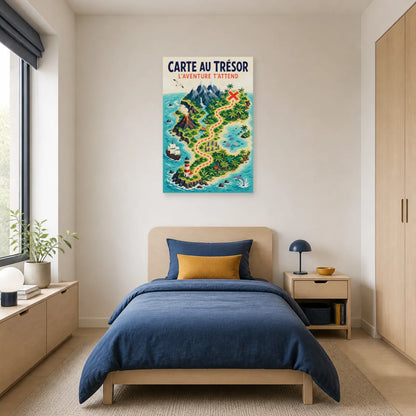 Affiche Carte au Trésor – L'Aventure T'Attend dans une chambre - Art Virtuoso