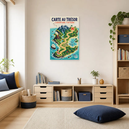 Affiche Carte au Trésor – L'Aventure T'Attend dans un salon - Art Virtuoso