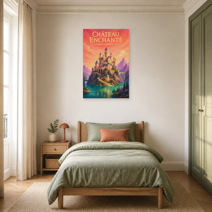 Affiche Château Enchanté – La Magie Commence Ici dans une chambre - Art Virtuoso