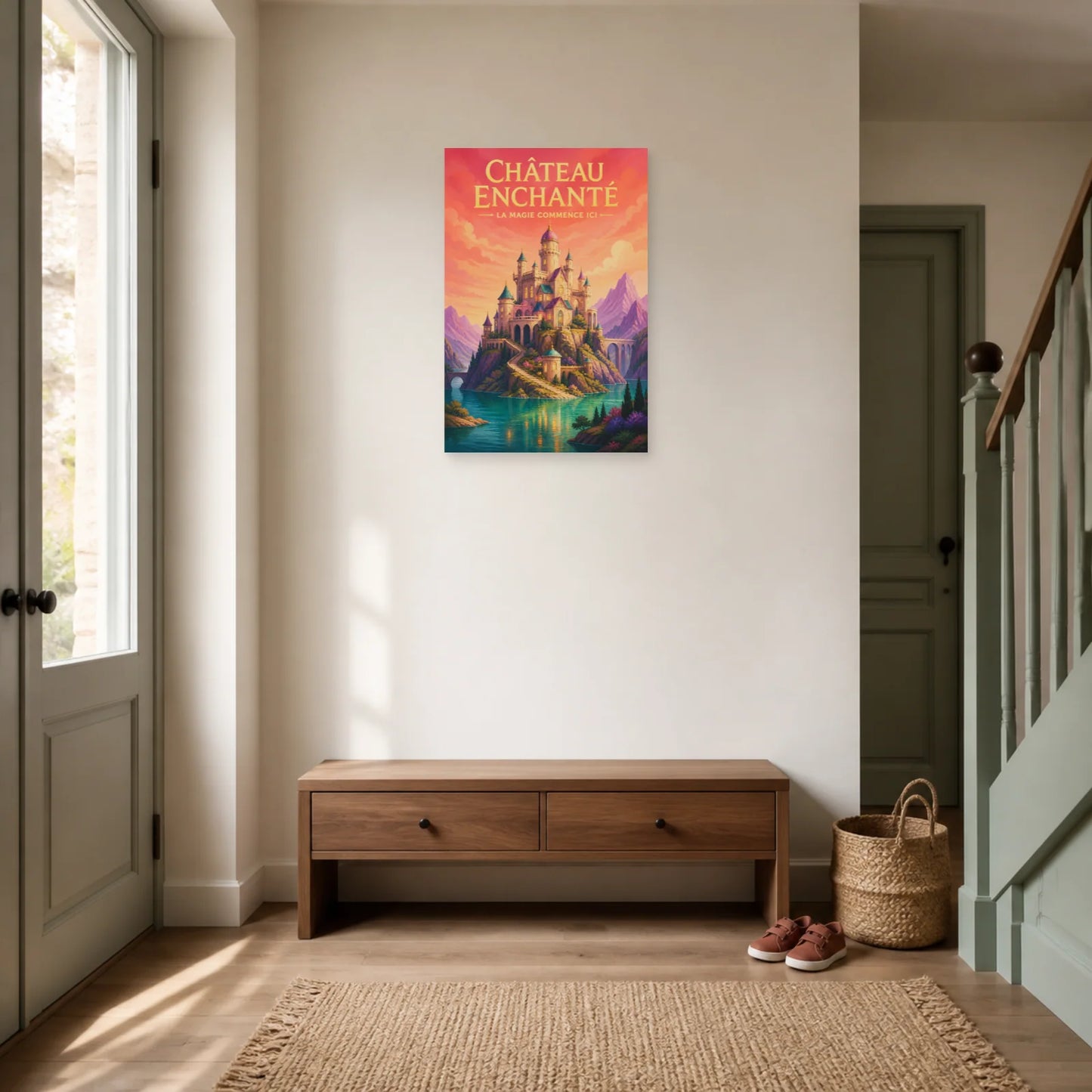Affiche Château Enchanté – La Magie Commence Ici dans une entrée ou un couloir - Art Virtuoso