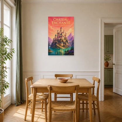 Affiche Château Enchanté – La Magie Commence Ici dans une salle à manger - Art Virtuoso