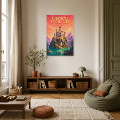 Affiche Château Enchanté – La Magie Commence Ici dans un salon - Art Virtuoso