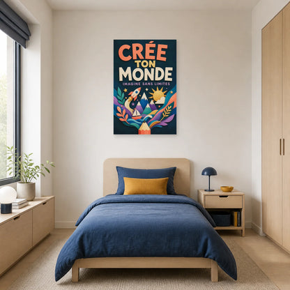 Affiche Crée Ton Monde – Imagine Sans Limites dans une chambre - Art Virtuoso