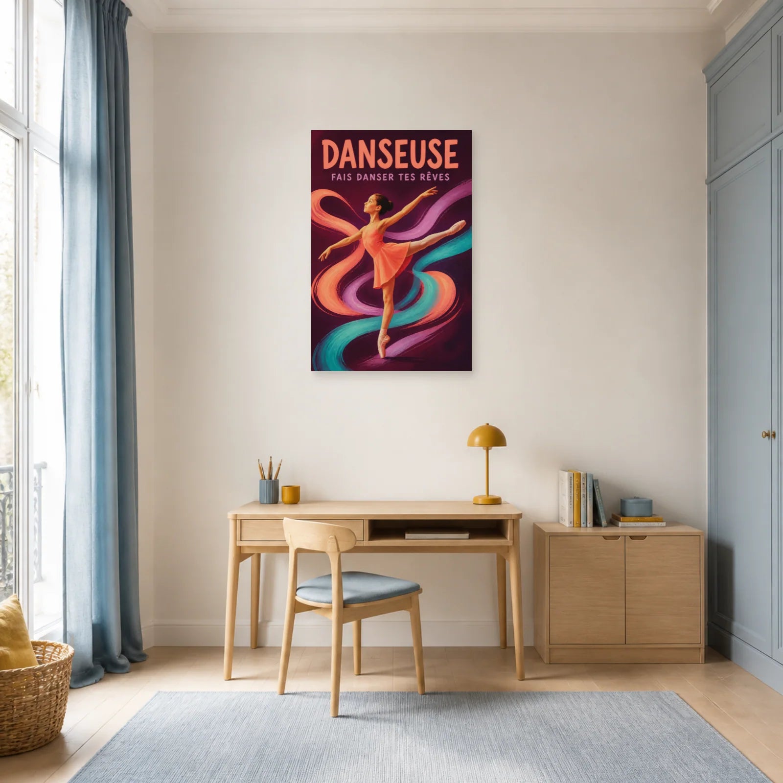Affiche Danseuse – Fais Danser Tes Rêves dans un bureau - Art Virtuoso