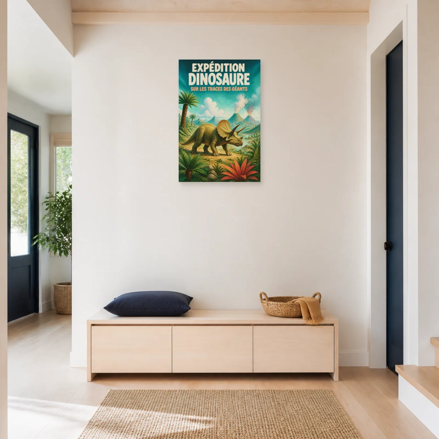 Affiche Expédition Dinosaure – Sur les Traces des Géants dans une entrée ou un couloir - Art Virtuoso