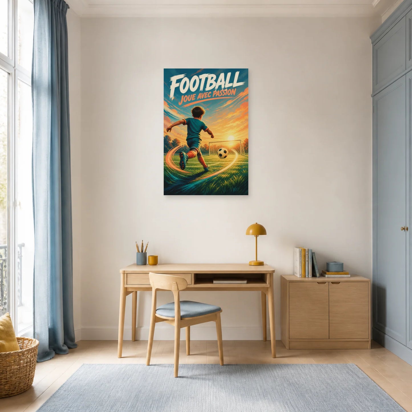 Affiche Football – Joue Avec Passion dans un bureau - Art Virtuoso