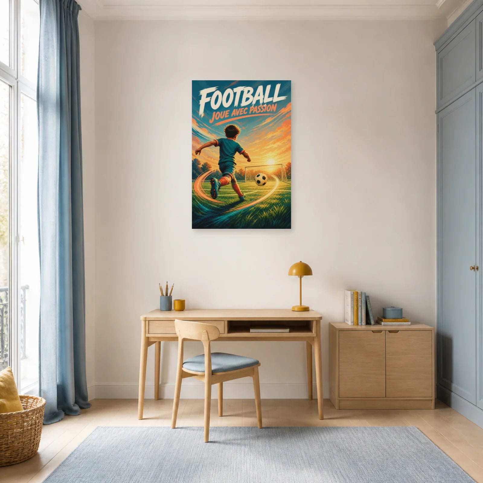 Affiche Football – Joue Avec Passion dans un bureau - Art Virtuoso