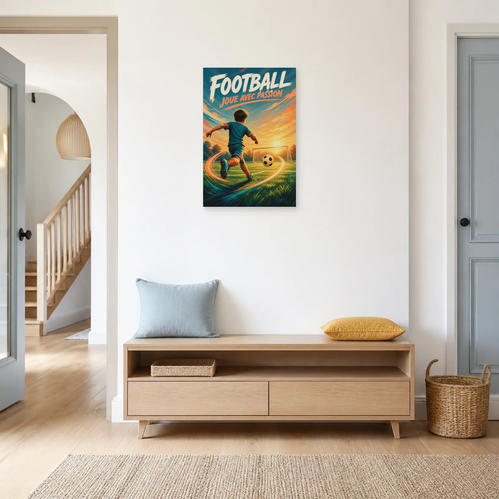 Affiche Football – Joue Avec Passion dans une entrée ou un couloir - Art Virtuoso