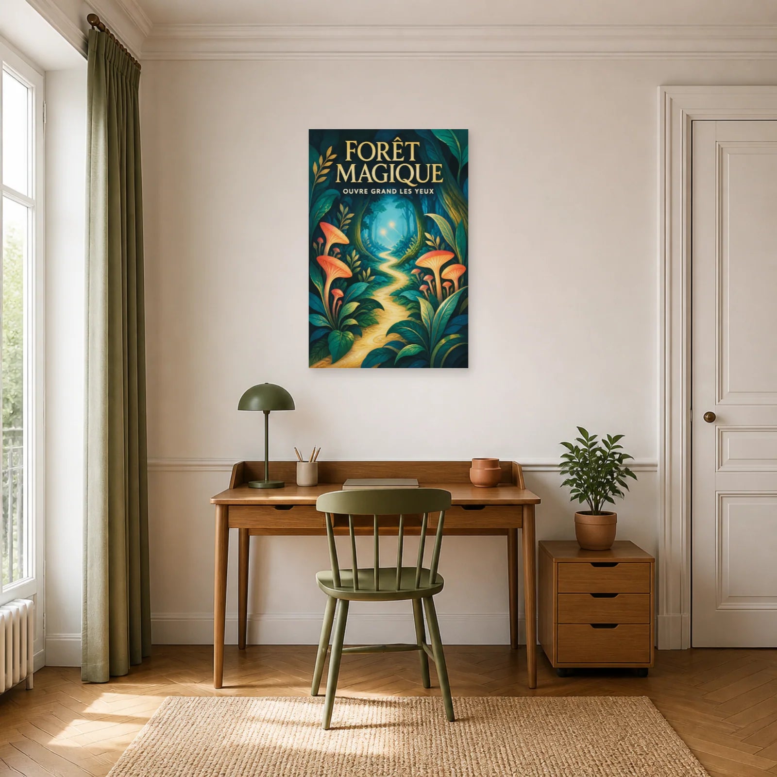 Affiche Forêt Magique – Ouvre Grand les Yeux dans un bureau - Art Virtuoso
