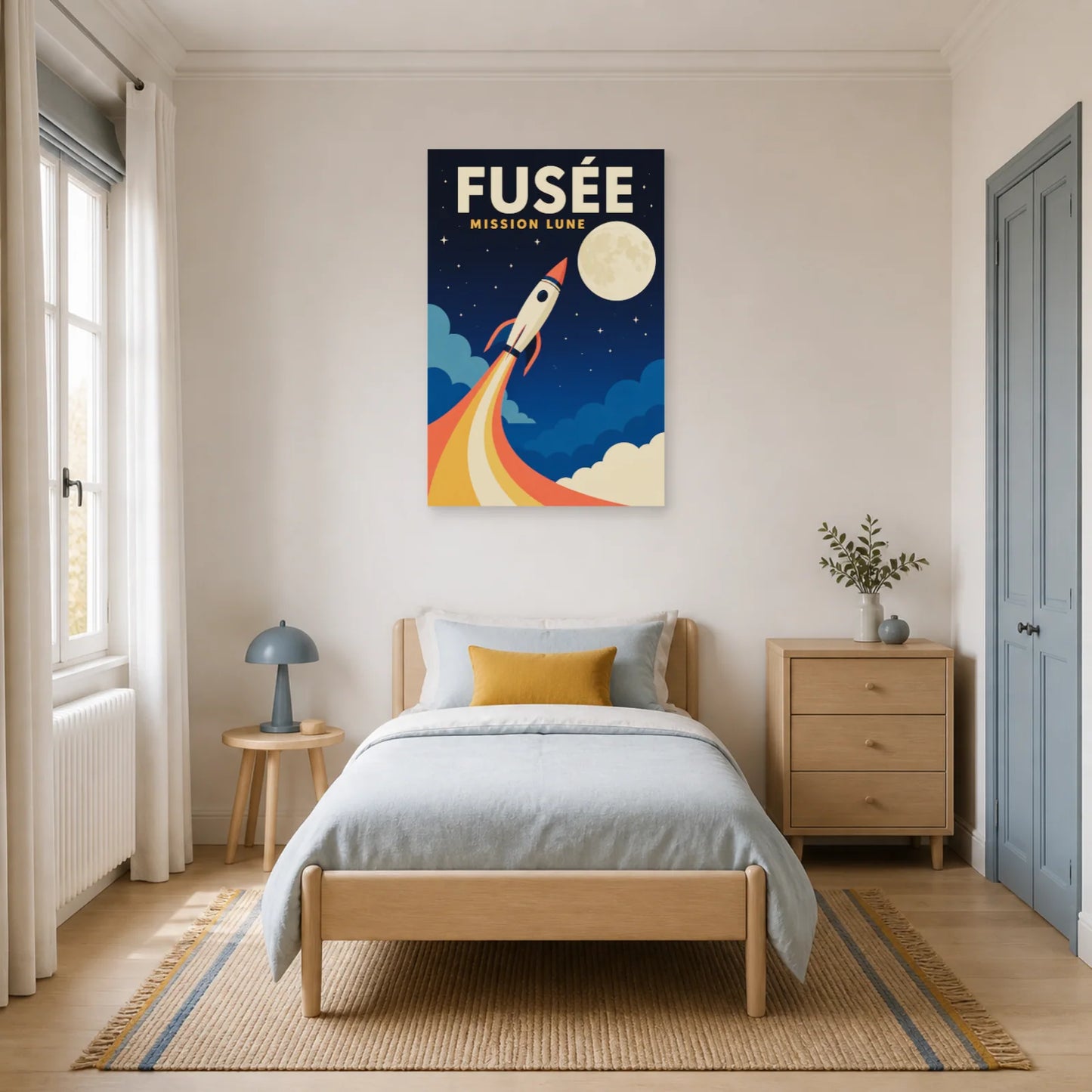Affiche Fusée – Mission Lune dans une chambre - Art Virtuoso