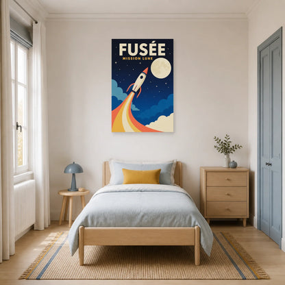 Affiche Fusée – Mission Lune dans une chambre - Art Virtuoso