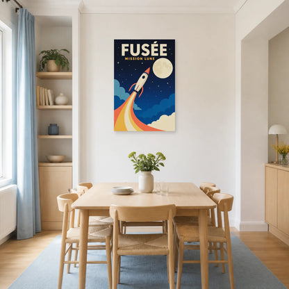 Affiche Fusée – Mission Lune dans une salle à manger - Art Virtuoso