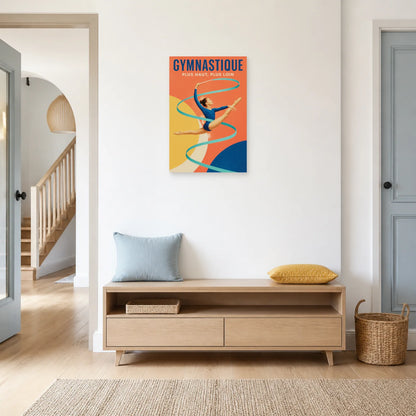 Affiche Gymnastique – Plus Haut, Plus Loin dans une entrée ou un couloir - Art Virtuoso