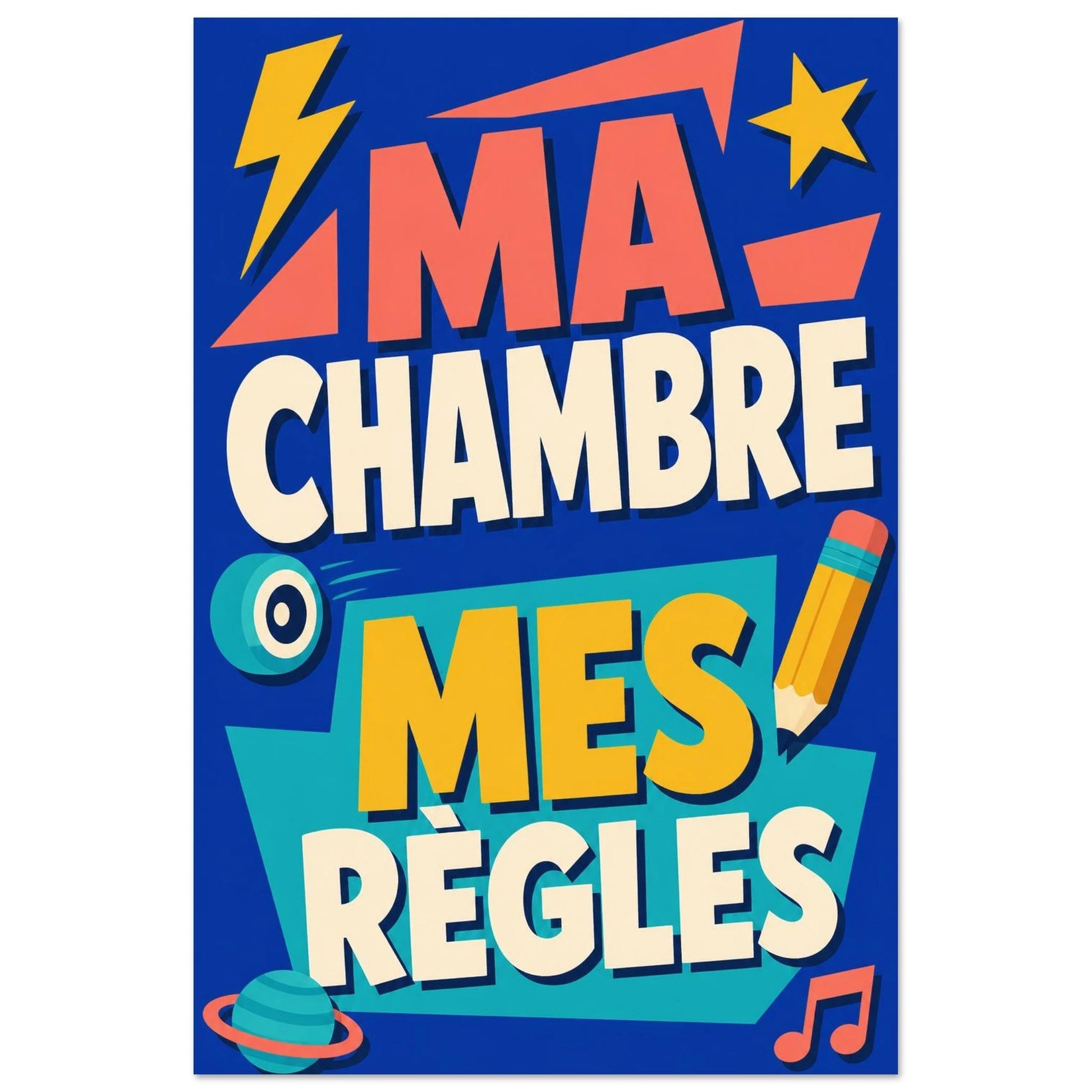 Affiche Ma Chambre – Mes Règles, illustration graphique verticale, format 30 × 45 cm