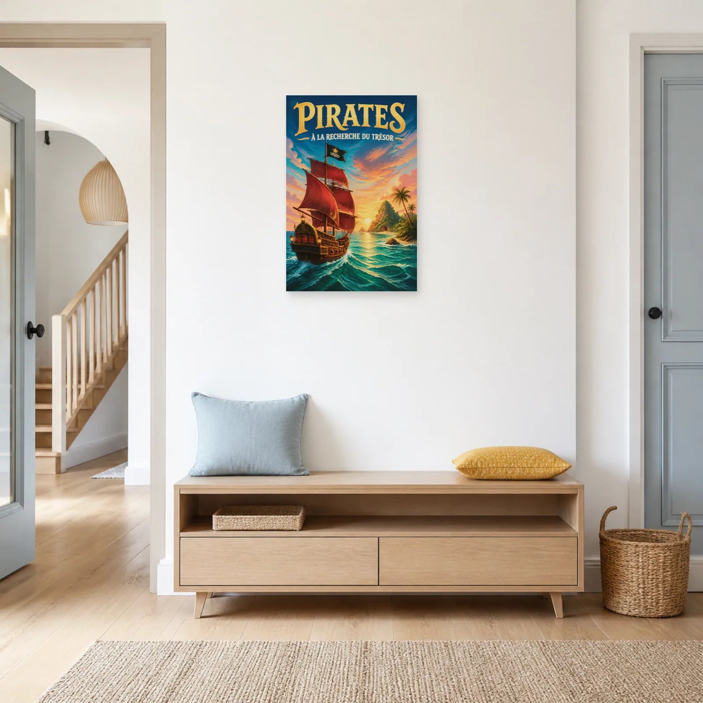 Affiche Pirates – À la Recherche du Trésor dans une entrée ou un couloir - Art Virtuoso