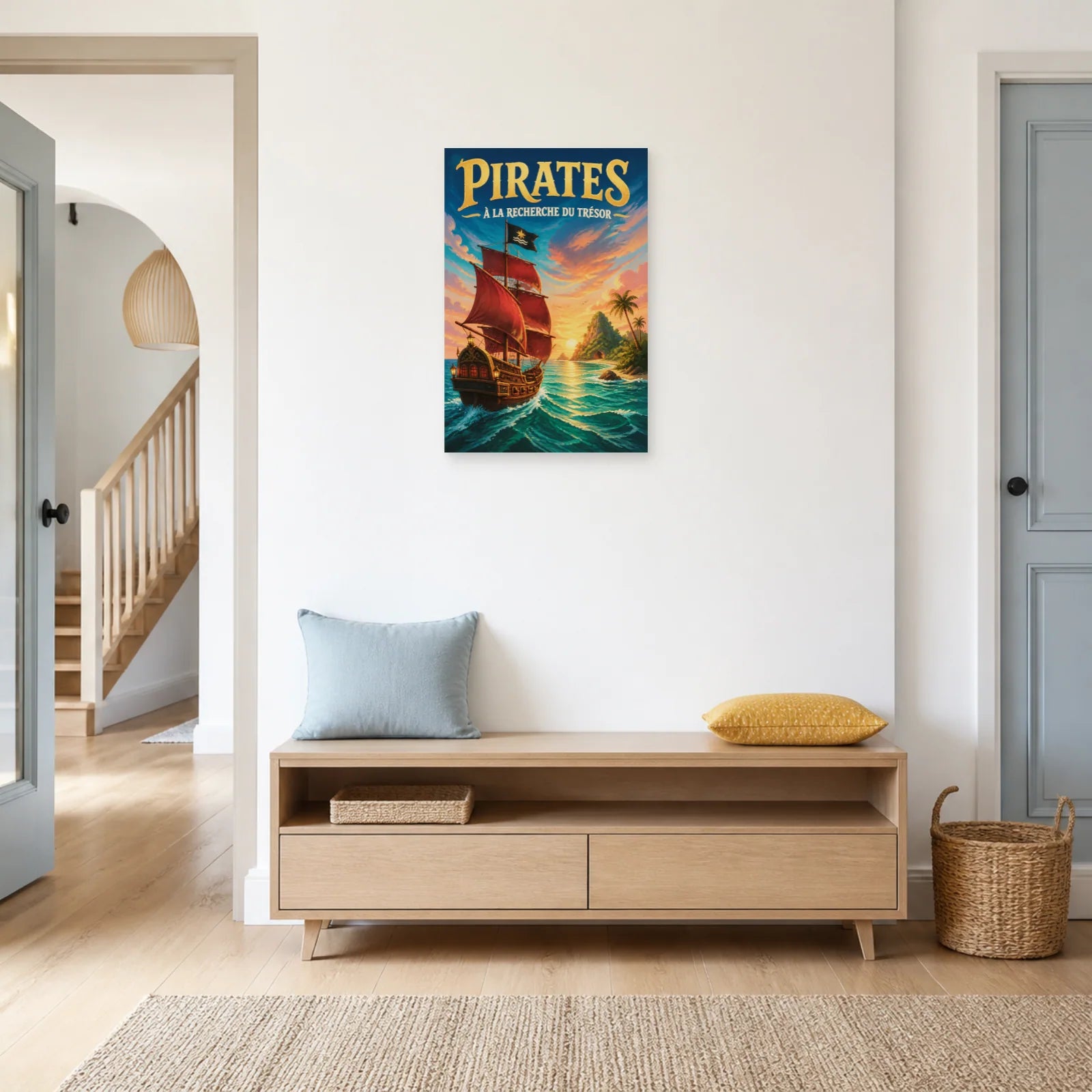 Affiche Pirates – À la Recherche du Trésor dans une entrée ou un couloir - Art Virtuoso