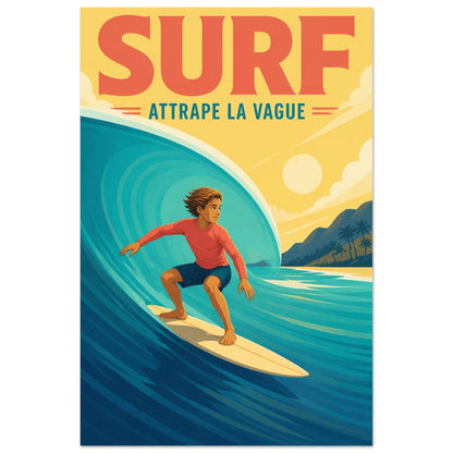 Affiche Surf – Attrape la Vague, photographie éditoriale verticale, format 40 × 60 cm