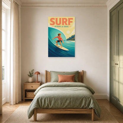Affiche Surf – Attrape la Vague dans une chambre - Art Virtuoso