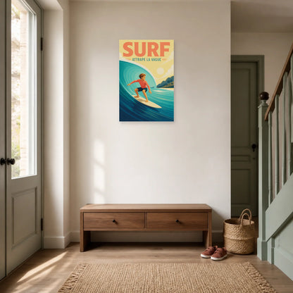 Affiche Surf – Attrape la Vague dans une entrée ou un couloir - Art Virtuoso