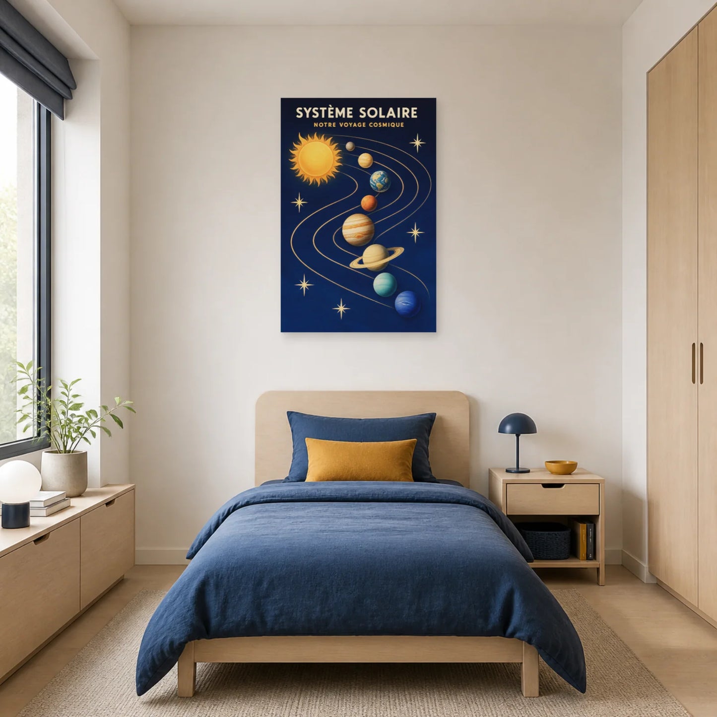 Affiche Système Solaire – Notre Voyage Cosmique dans une chambre - Art Virtuoso