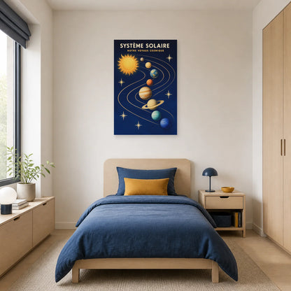 Affiche Système Solaire – Notre Voyage Cosmique dans une chambre - Art Virtuoso