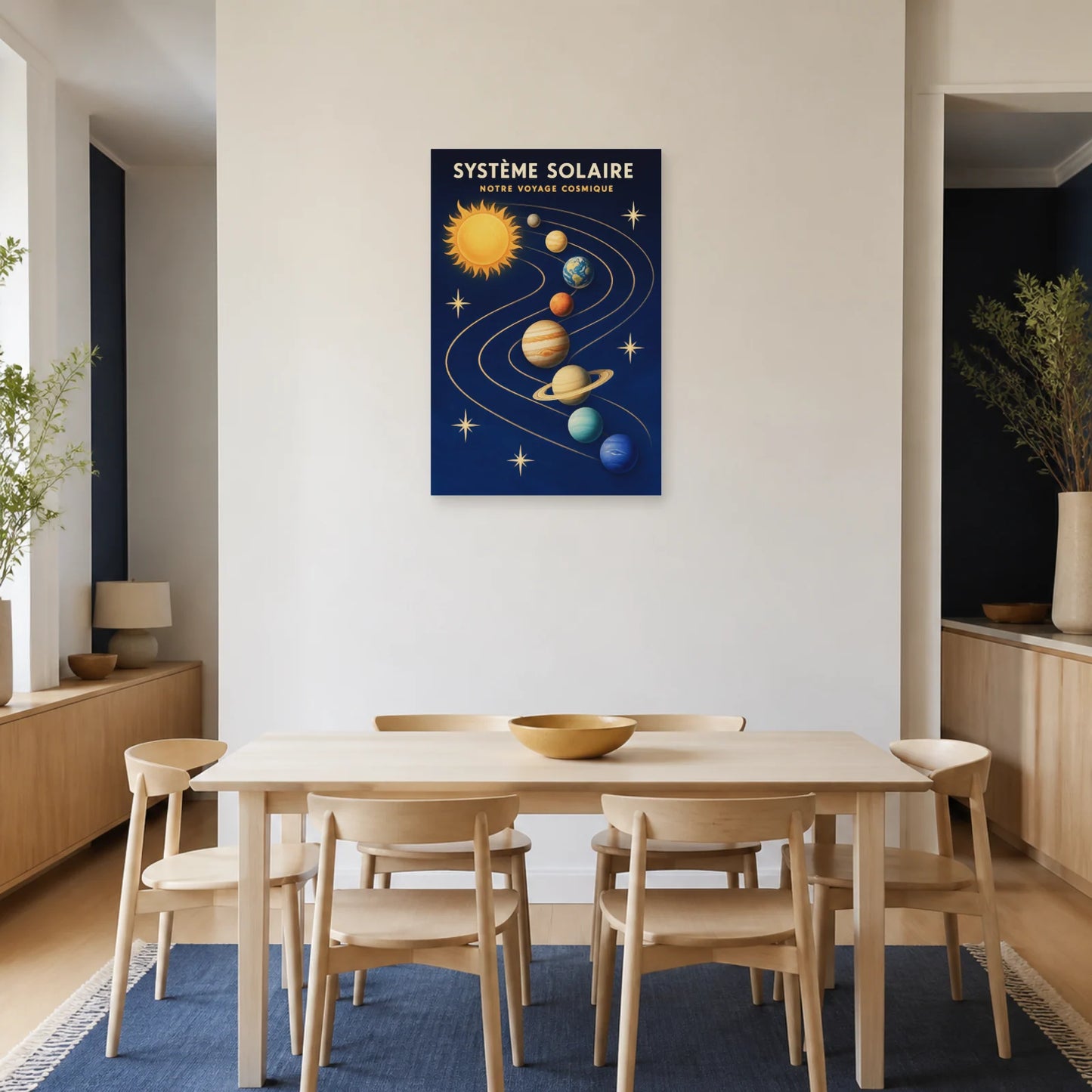 Affiche Système Solaire – Notre Voyage Cosmique dans une salle à manger - Art Virtuoso