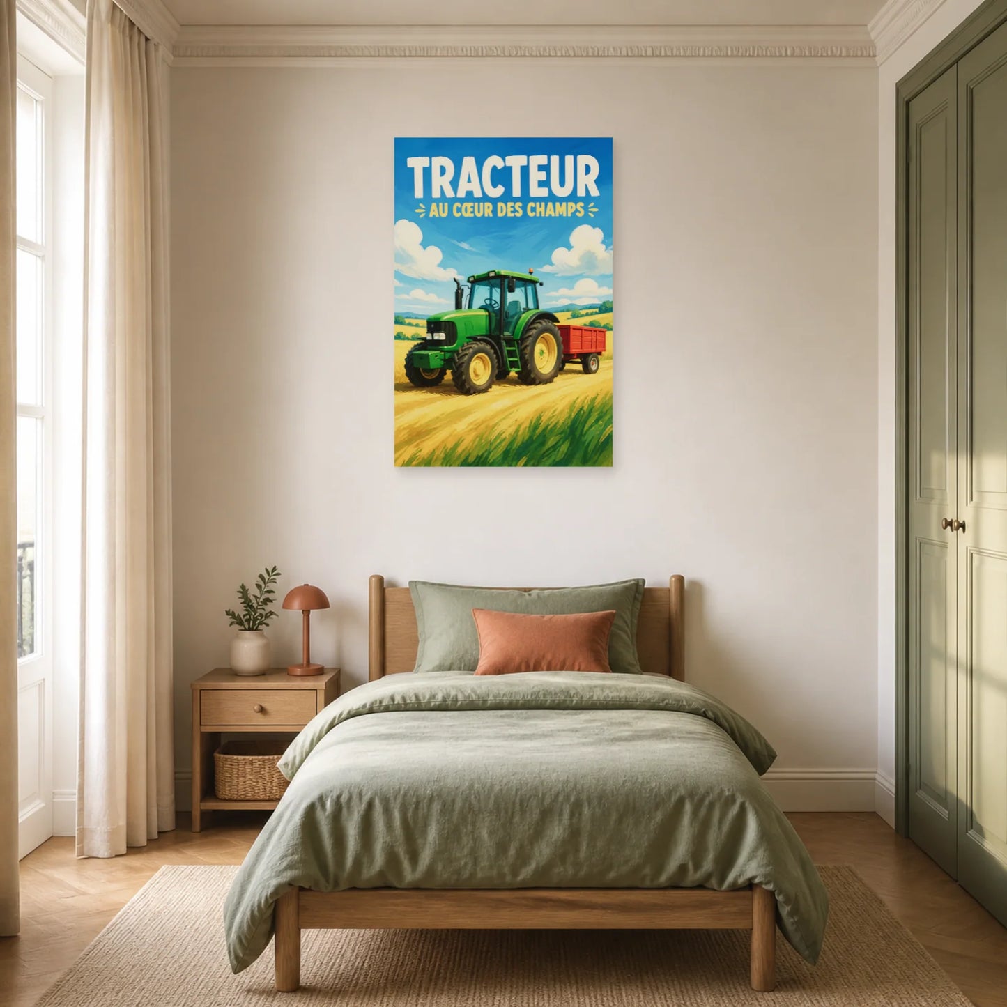 Affiche Tracteur – Au Cœur des Champs dans une chambre - Art Virtuoso
