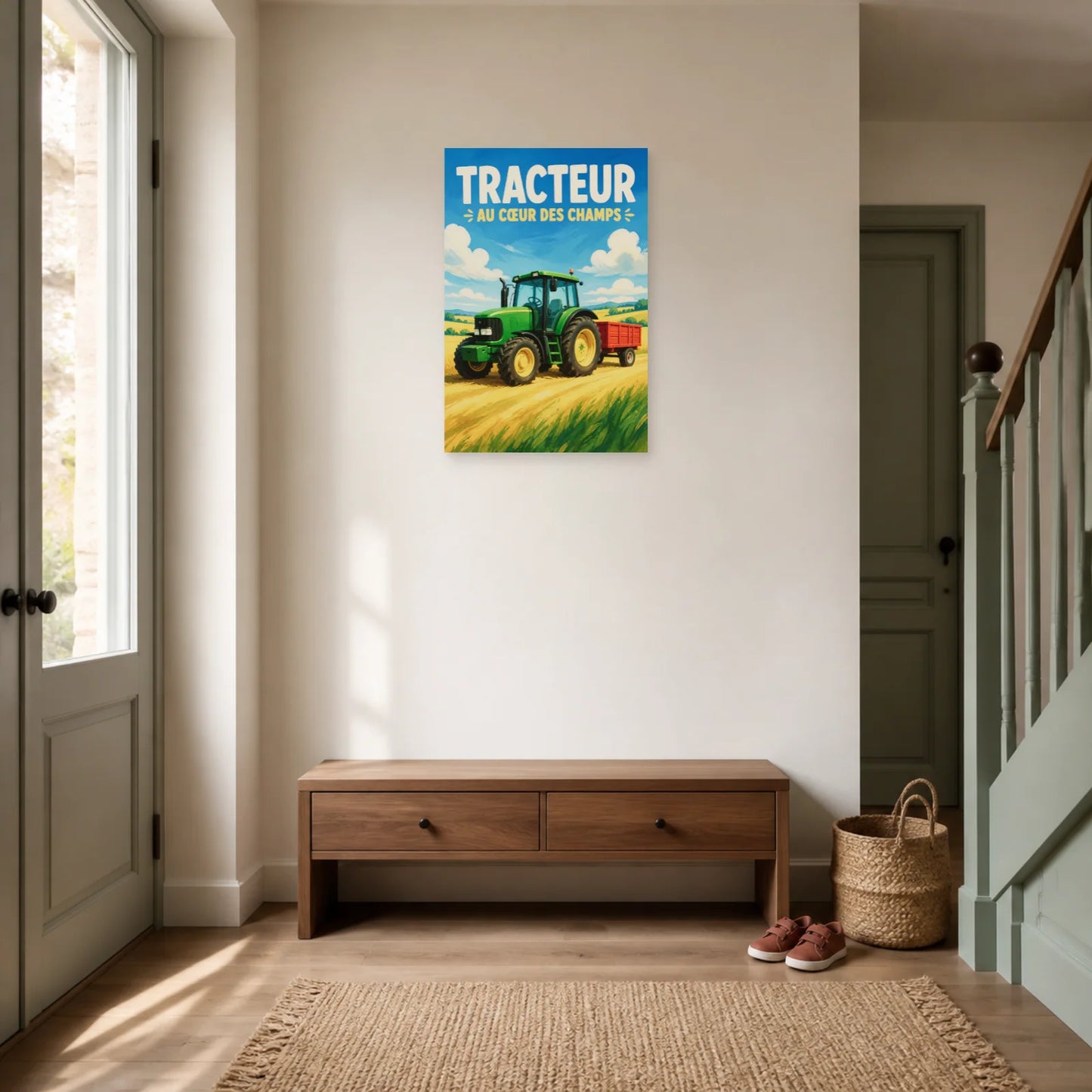 Affiche Tracteur – Au Cœur des Champs dans une entrée ou un couloir - Art Virtuoso