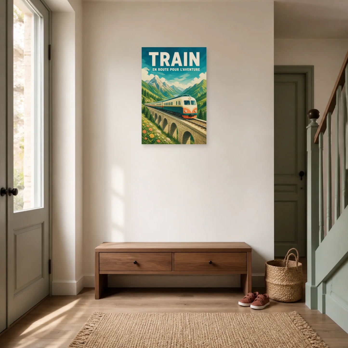 Affiche Train – En Route Pour l'Aventure dans une entrée ou un couloir - Art Virtuoso